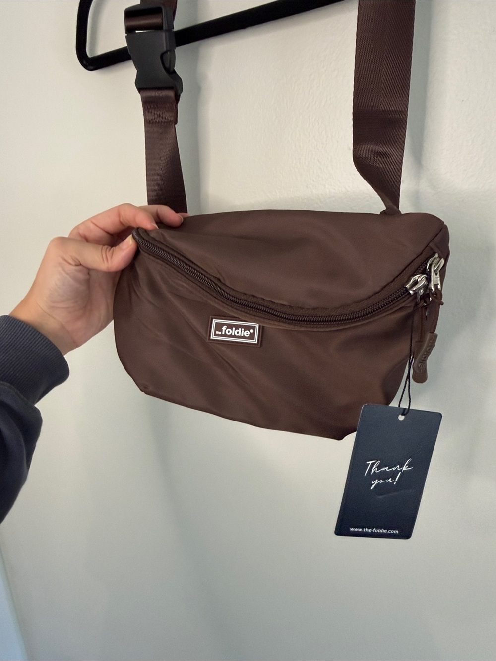The Foldie Crossbody Bag NWT Travel Purse Nylon Brown - Picture 3 of 9